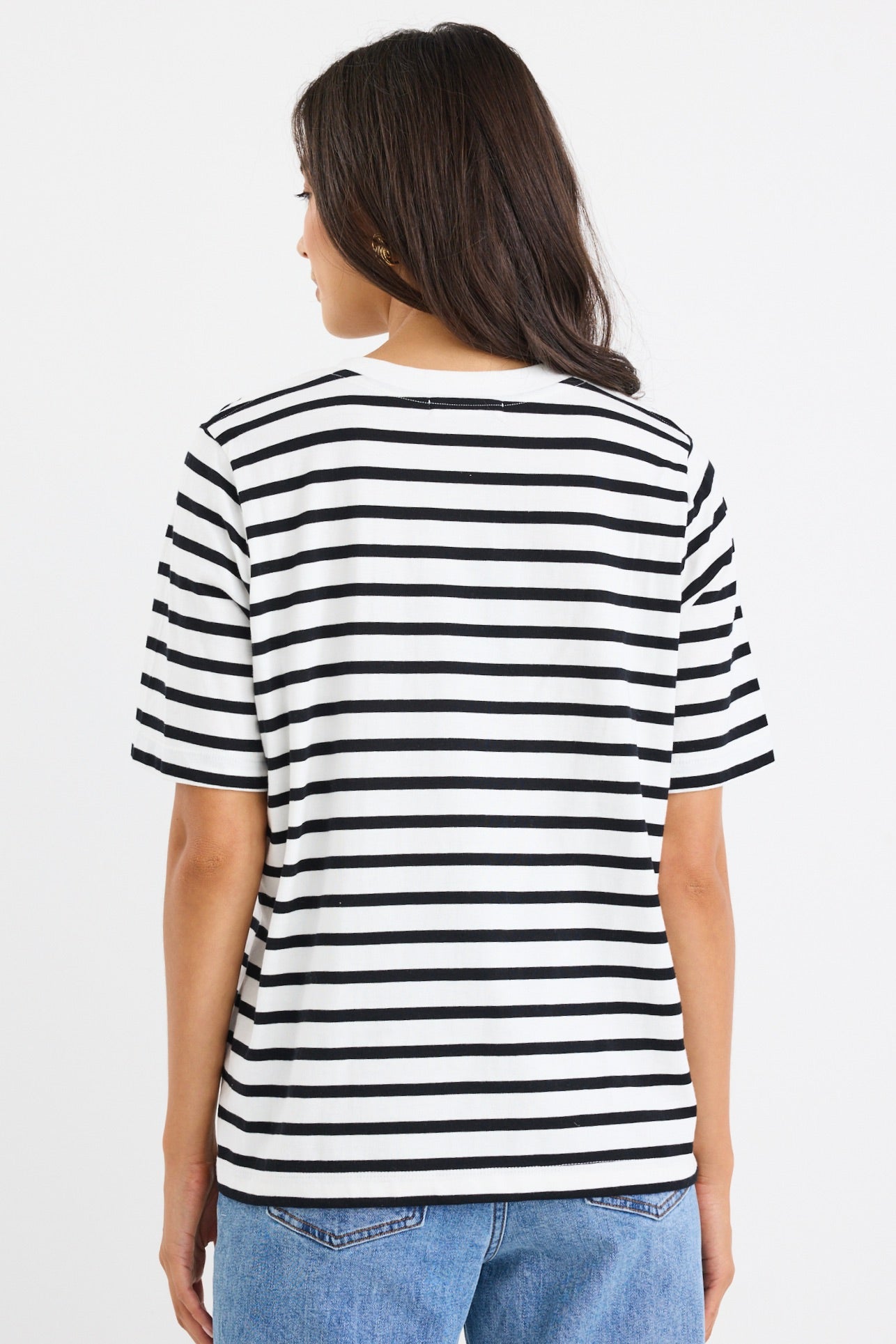 RE:UNION BINDING BLACK WHITE STRIPE BOXY FIT TEE