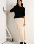 RE:UNION BLISS LINEN BIAS MIDI SKIRT