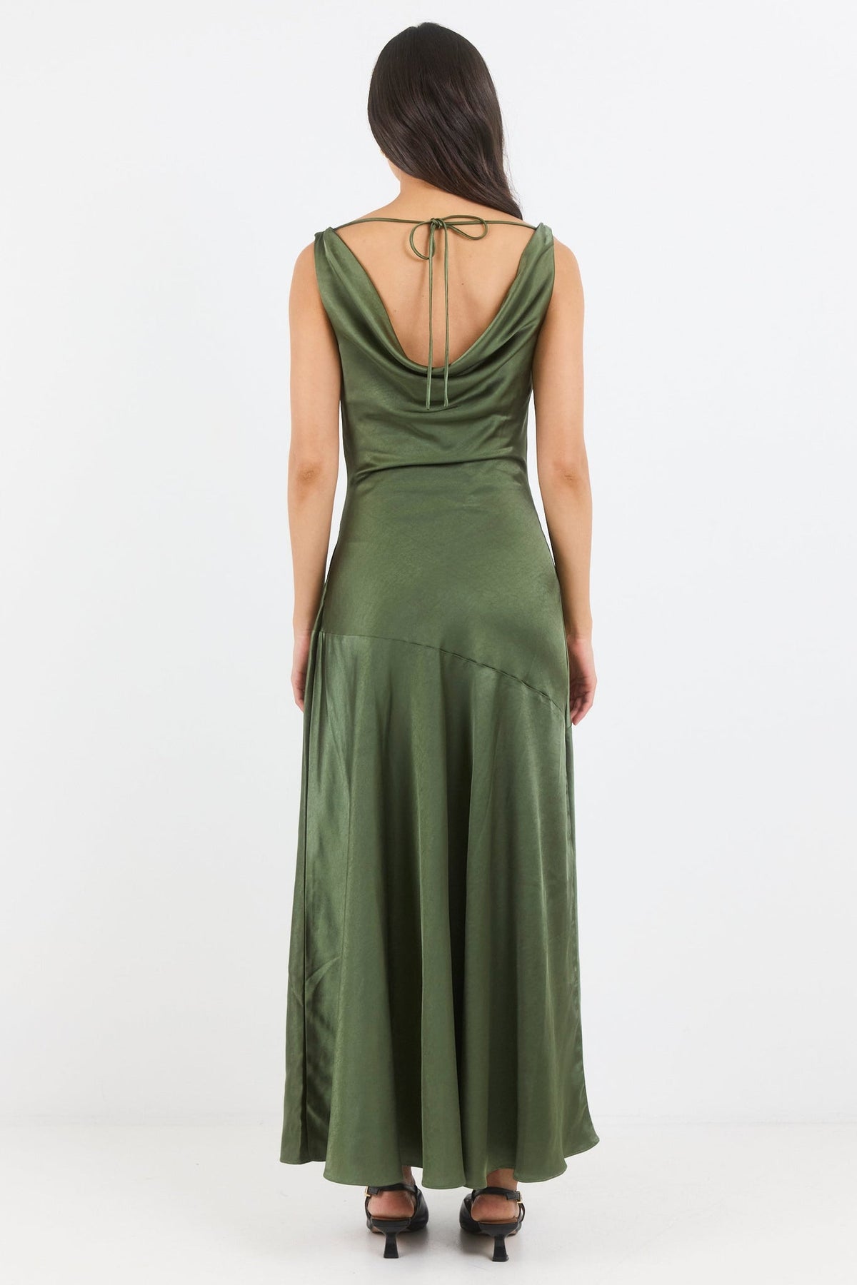 GEORGIA ZOE BOUNTIFUL SATIN TIE BACK BIAS SLIP DRESS