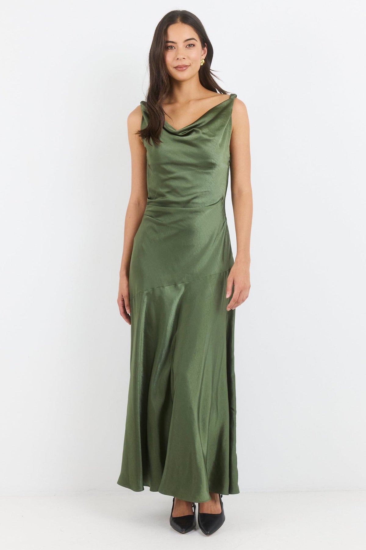 GEORGIA ZOE BOUNTIFUL SATIN TIE BACK BIAS SLIP DRESS