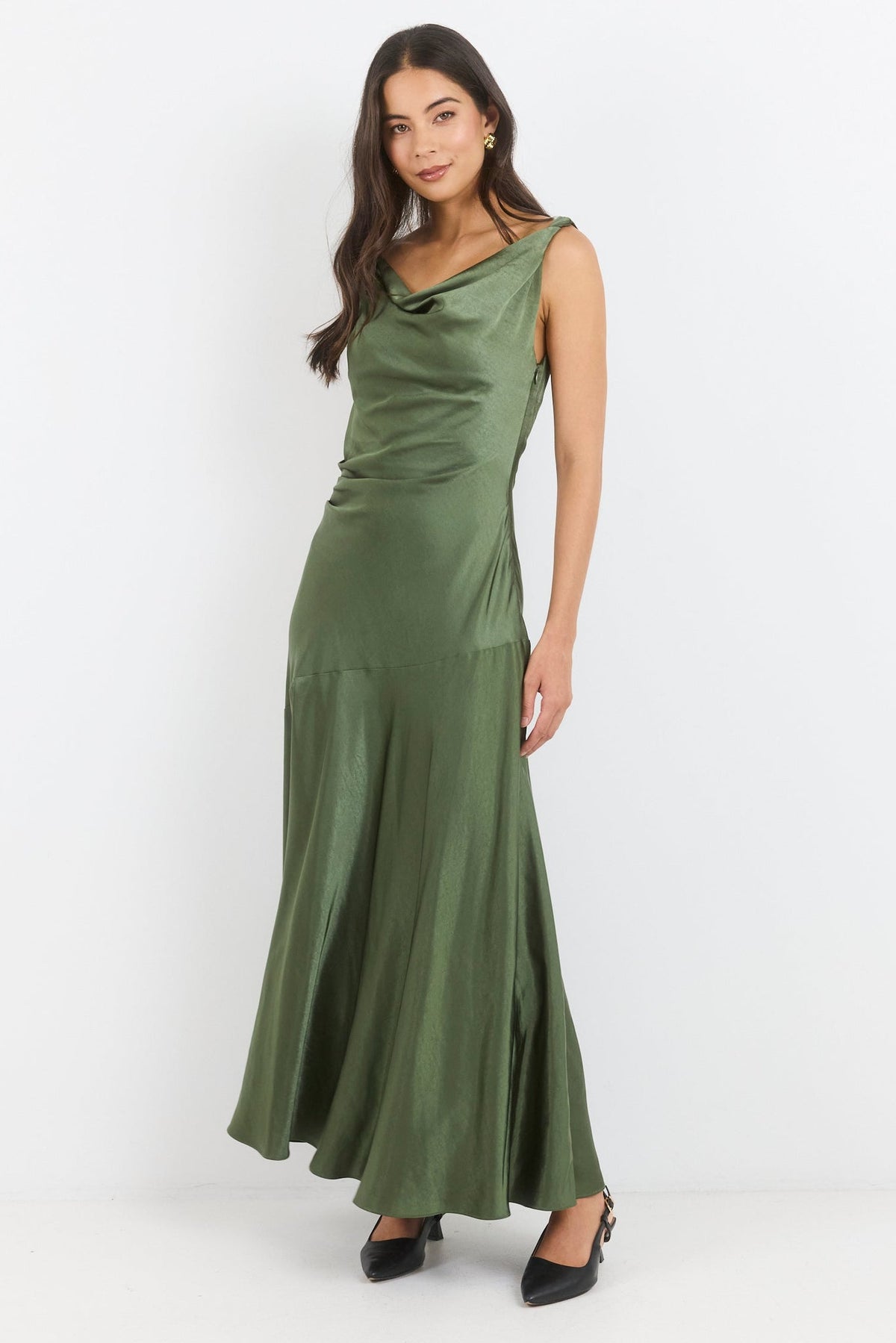 GEORGIA ZOE BOUNTIFUL SATIN TIE BACK BIAS SLIP DRESS