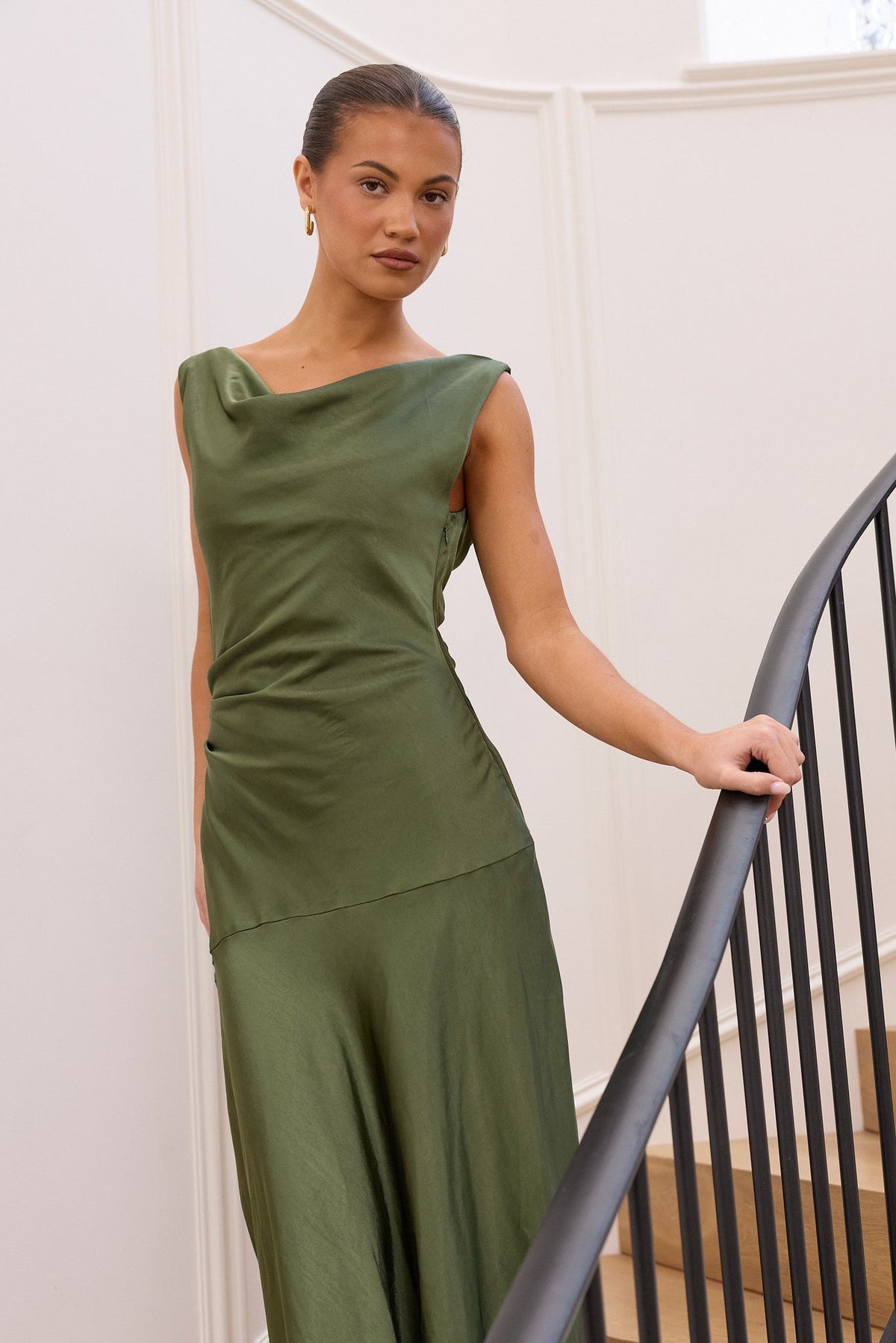 GEORGIA ZOE BOUNTIFUL SATIN TIE BACK BIAS SLIP DRESS