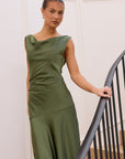 GEORGIA ZOE BOUNTIFUL SATIN TIE BACK BIAS SLIP DRESS