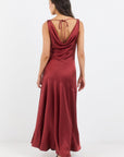 GEORGIA ZOE BOUNTIFUL SATIN TIE BACK BIAS SLIP MAXI