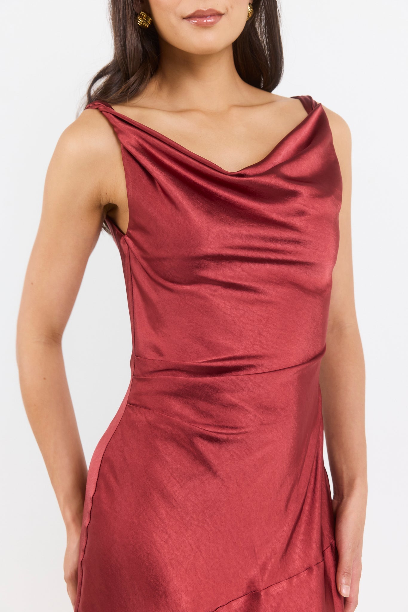 GEORGIA ZOE BOUNTIFUL SATIN TIE BACK BIAS SLIP MAXI