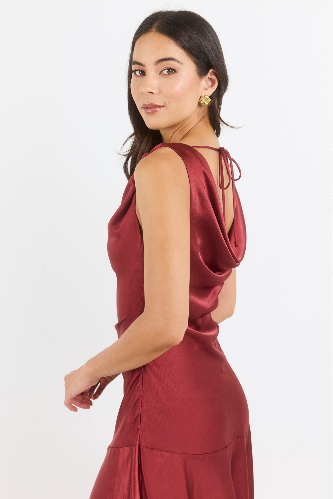 GEORGIA ZOE BOUNTIFUL SATIN TIE BACK BIAS SLIP MAXI