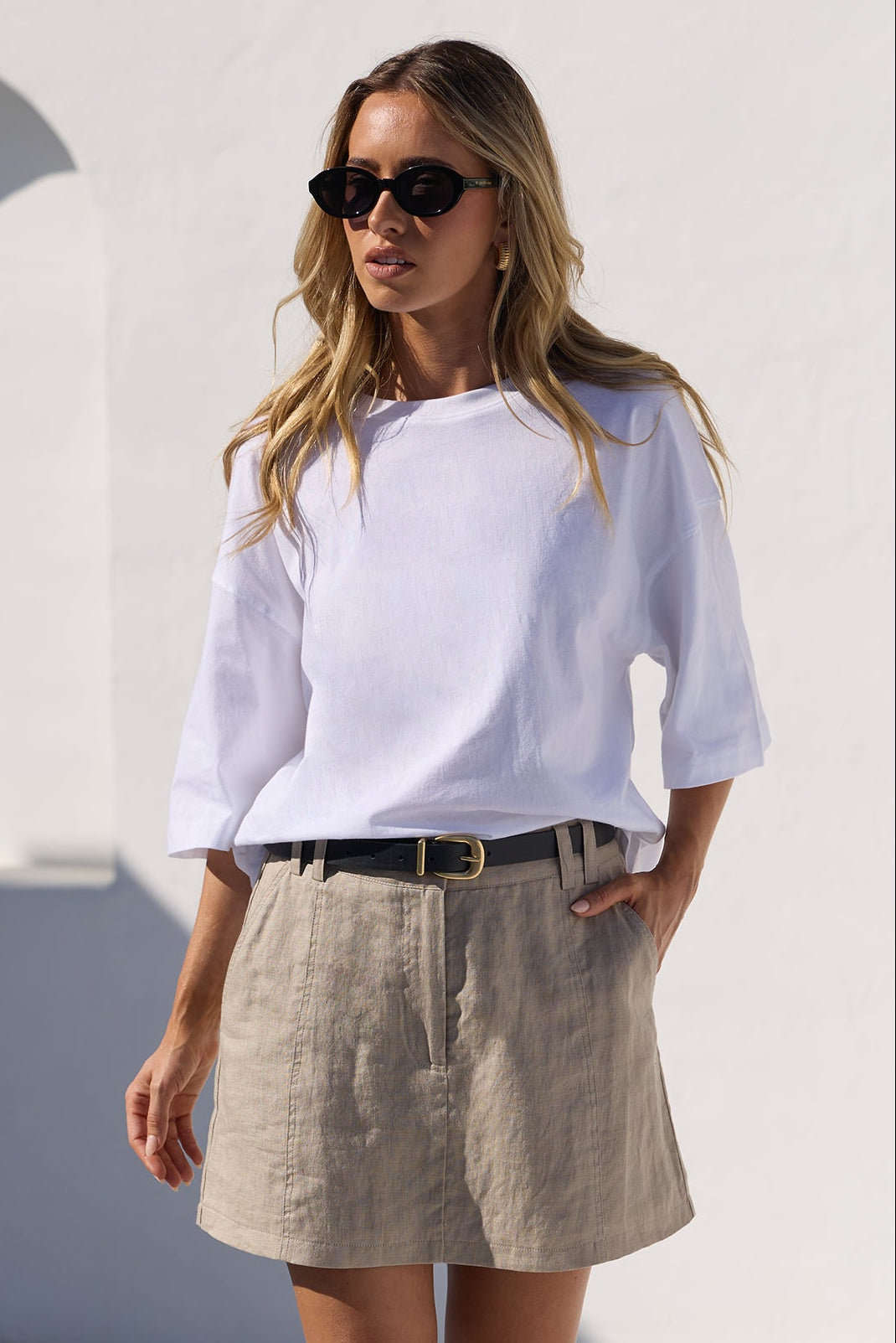 RE:UNION ALIGNMENT LINEN MINI SKORT