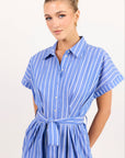 AMONG THE BRAVE CAMDEN WIDE STRIPE FIT FLARE MAXI SHIRT DRESS