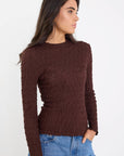 AMONG THE BRAVE CAPTIVE LACE KNIT LONG SLEEVE TOP