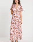 AMONG THE BRAVE CHARIOT BLUSH FLORAL BIAS FLARED MAXI DRESS