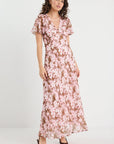AMONG THE BRAVE CHARIOT BLUSH FLORAL BIAS FLARED MAXI DRESS