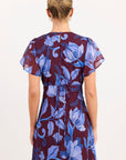 AMONG THE BRAVE CHARIOT BLUE FLORAL FLUTTER SLEEVE MAXI DRESS