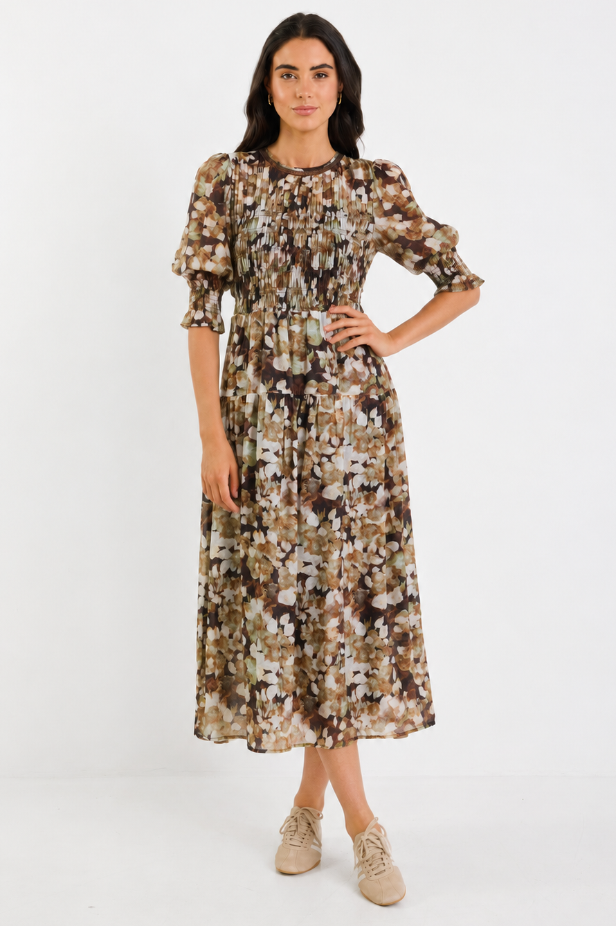 IVY + JACK CURATION FLOAL GEORGETTE TIERED MAXI DRESS