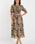 IVY + JACK CURATION FLOAL GEORGETTE TIERED MAXI DRESS
