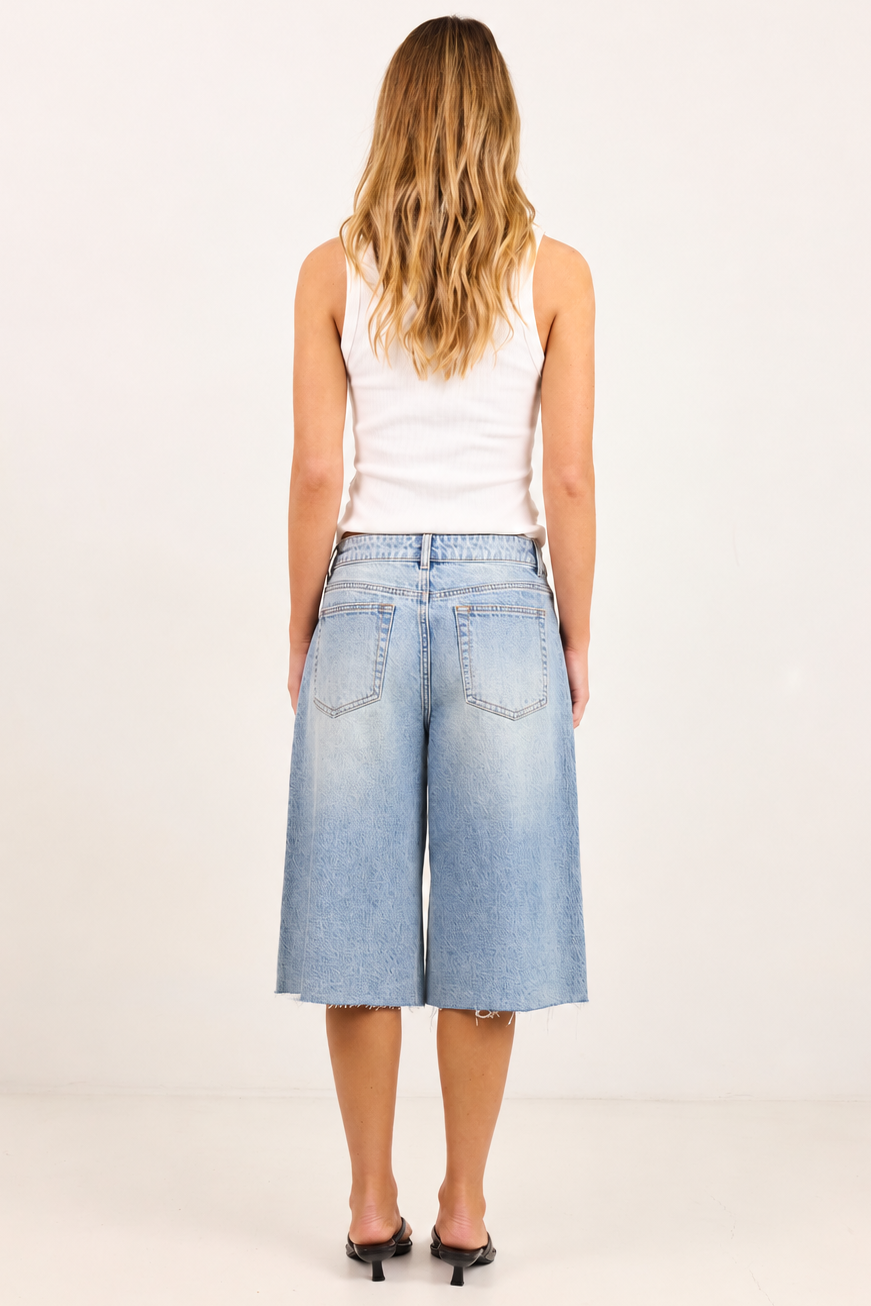 STORIES BE TOLD MAVERICK KNEE LENGTH BERMUDA DENIM SHORTS