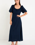 STORIES BE TOLD CHORUS PUFF SLEEVE SCOOP NECK FLOATY MAXI DRESS