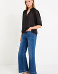 IVY + JACK CLOSURE MINI POLkA DOT HIGH NECK BUTTONED SS TOP