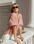 IVY + JACK CLOSURE RAMIE HIGH NECK BUTTON SS TOP