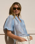 IVY + JACK CLOSURE SHEER HIGH NECK BUTTONED SS TOP
