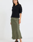 RE:UNION BLISS LINEN BIAS MIDI SKIRT