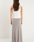 AMONG THE BRAVE SUMMIT GINGHAM COTTON BLEND TIE WAIST BIAS MAXI SKIRT
