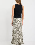 STORIES BE TOLD DEPARTURE MAZE PRINT TIE WAIST BIAS MAXI SKIRT