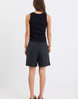 STORIES BE TOLD LITERAL BLACK LINEN PLEAT FRONT SHORTS