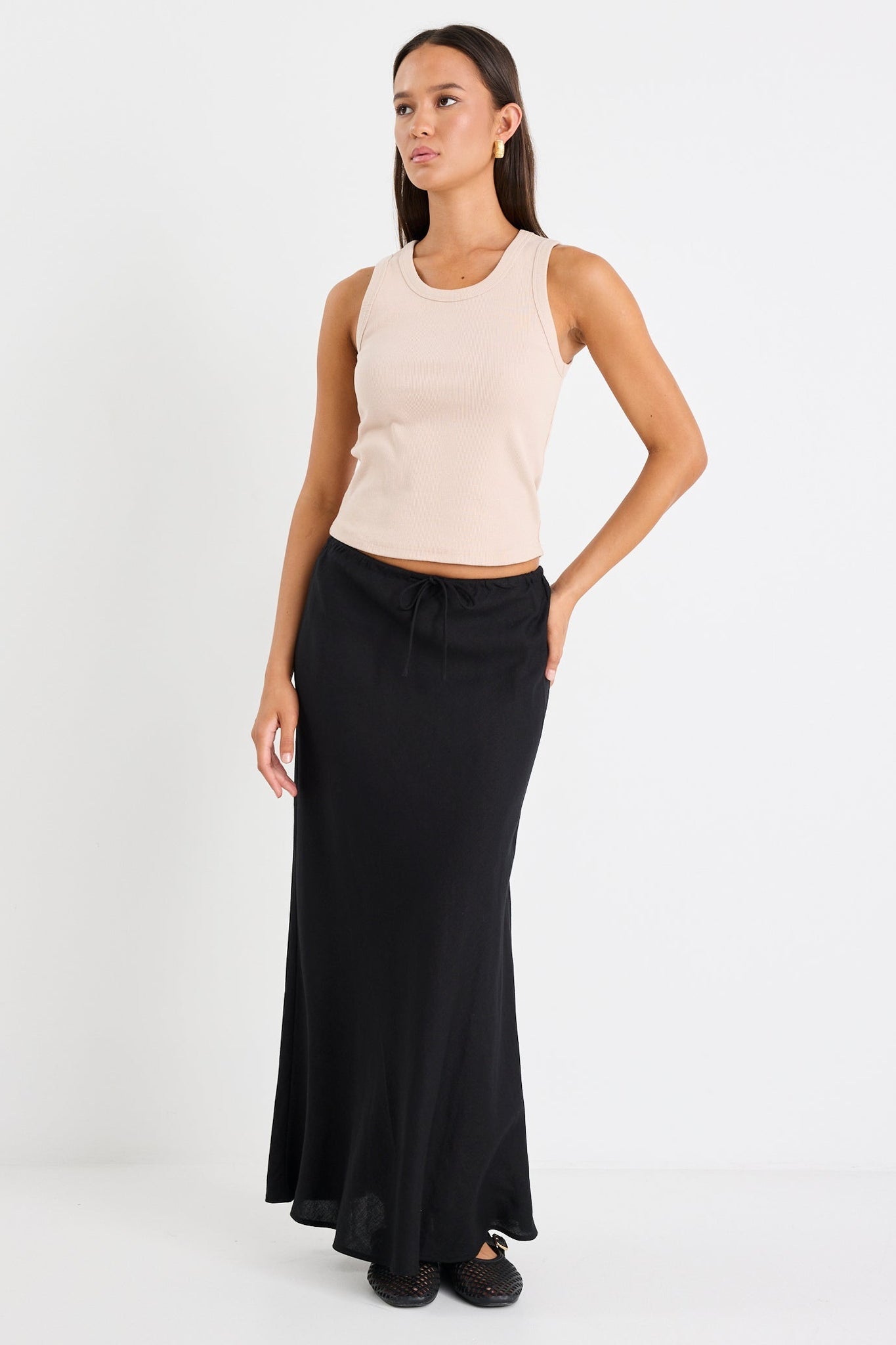 AMONG THE BRAVE SUMMIT TIE WAIST BIAS SKIRT