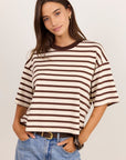 STORIES BE TOLD COHESION STRIPE OVERSIZED CONTRAST BINDING BOXY SHORT SLEEVE TEE