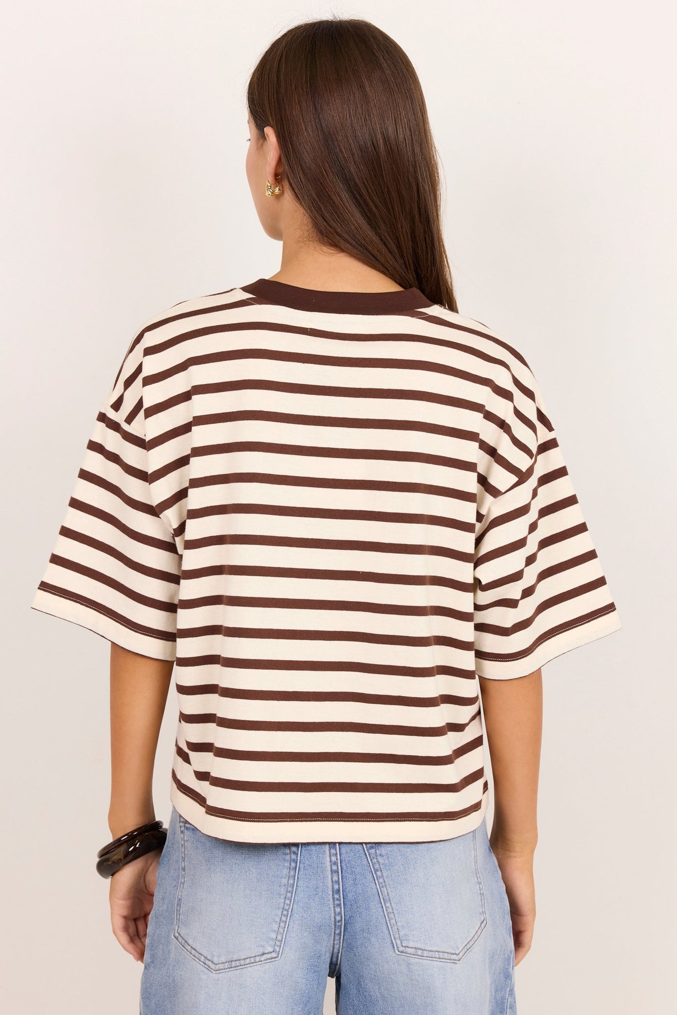 STORIES BE TOLD COHESION STRIPE OVERSIZED CONTRAST BINDING BOXY SHORT SLEEVE TEE