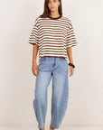 STORIES BE TOLD COHESION STRIPE OVERSIZED CONTRAST BINDING BOXY SHORT SLEEVE TEE