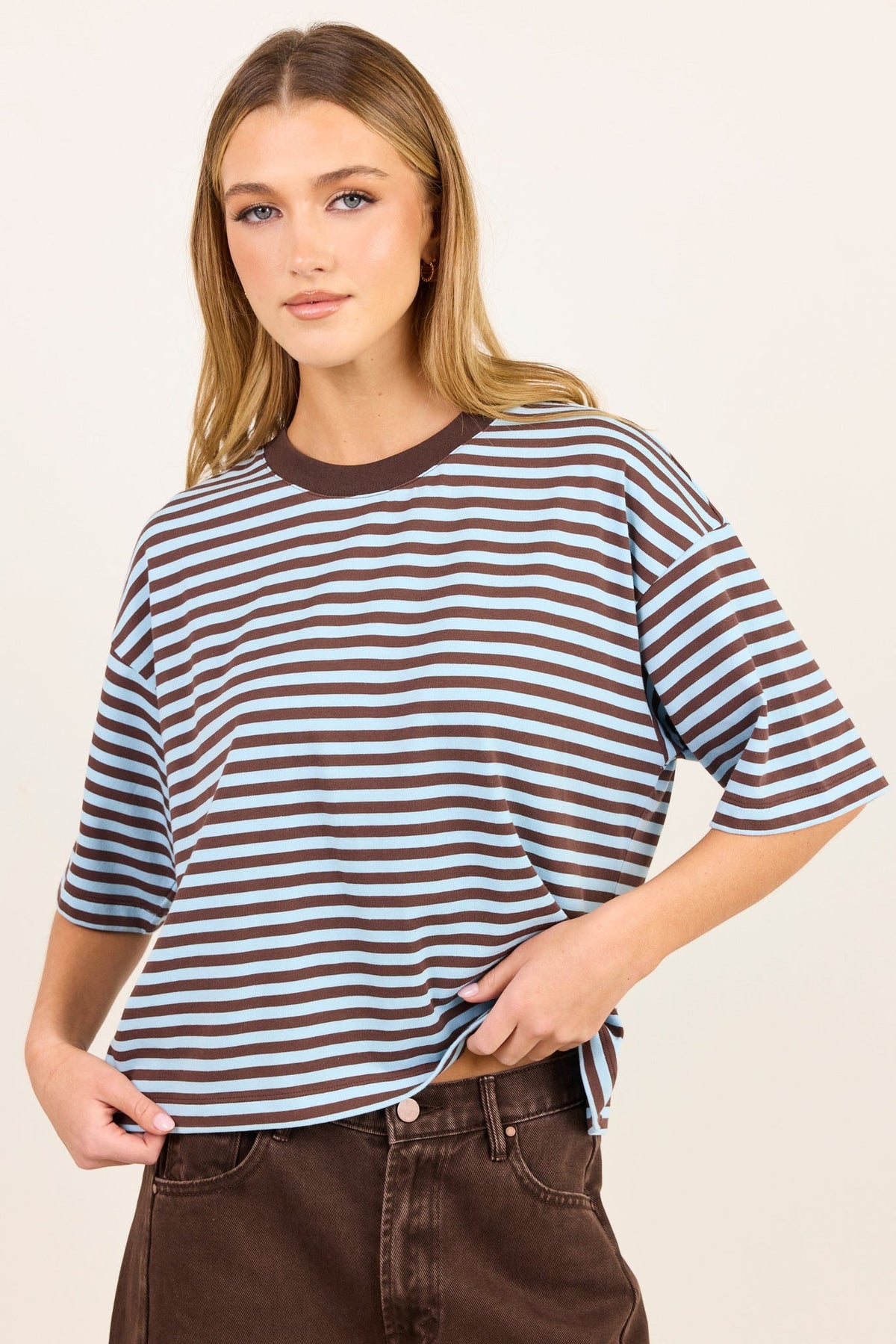 STORIES BE TOLD COHESION STRIPE OVERSIZED BOXY SHORT SLEEVE TEE