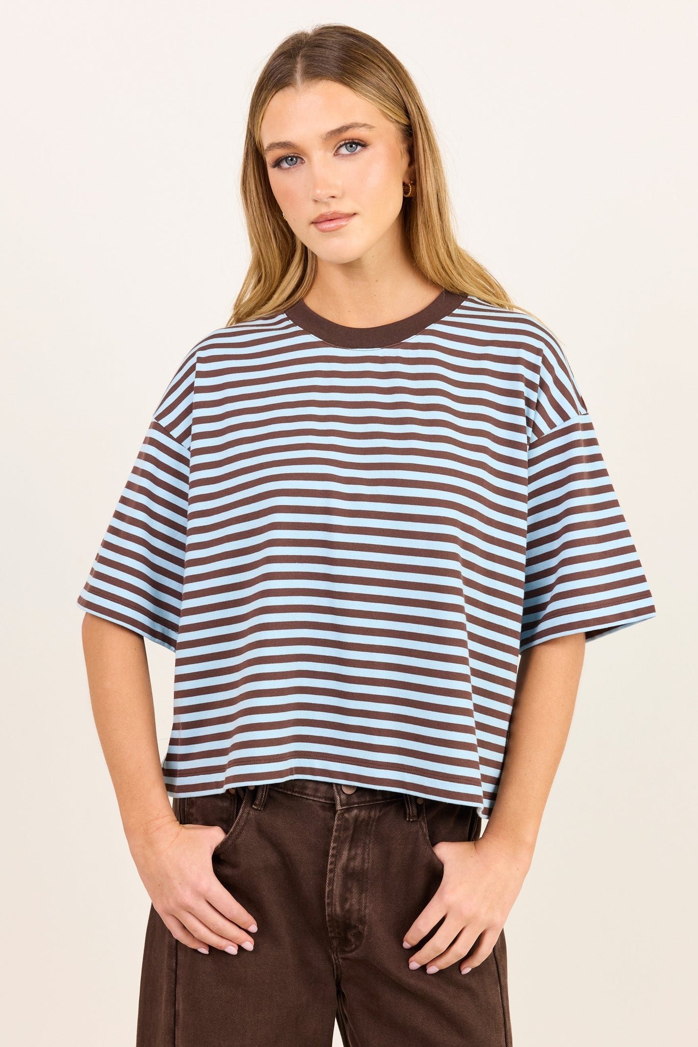 STORIES BE TOLD COHESION STRIPE OVERSIZED BOXY SHORT SLEEVE TEE