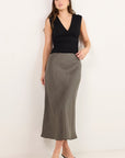 RE:UNION BLISS LINEN BIAS MIDI SKIRT