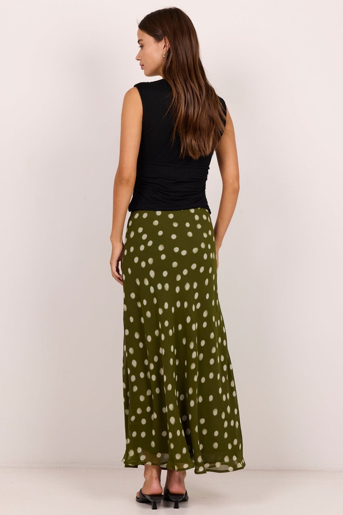 GEORGIA ZOE JUBILANT POLKA DOT GEORGETTE PULL ON BIAS MAXI SKIRT