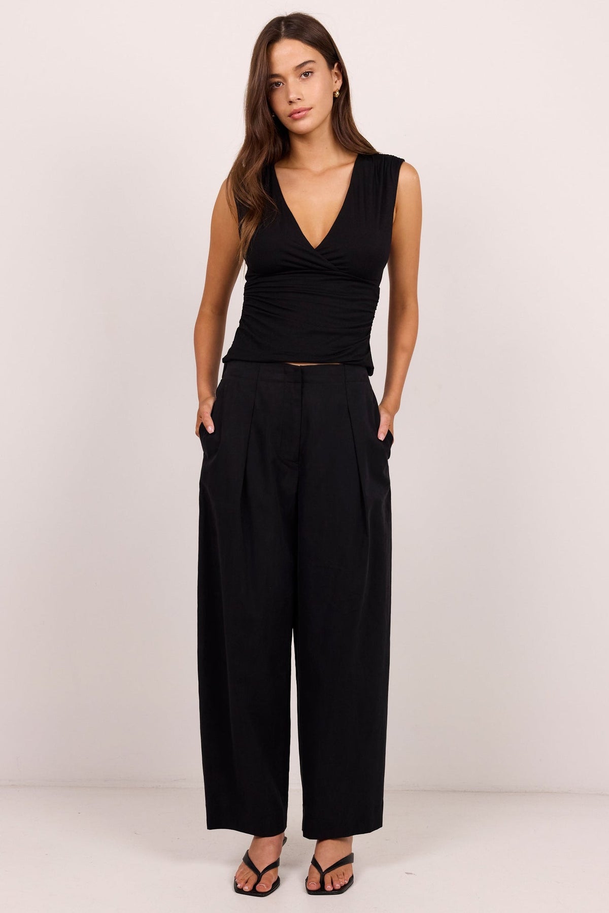 STORIES BE TOLD MANIFESTO FRONT PLEAT BARREL LEG PANTS