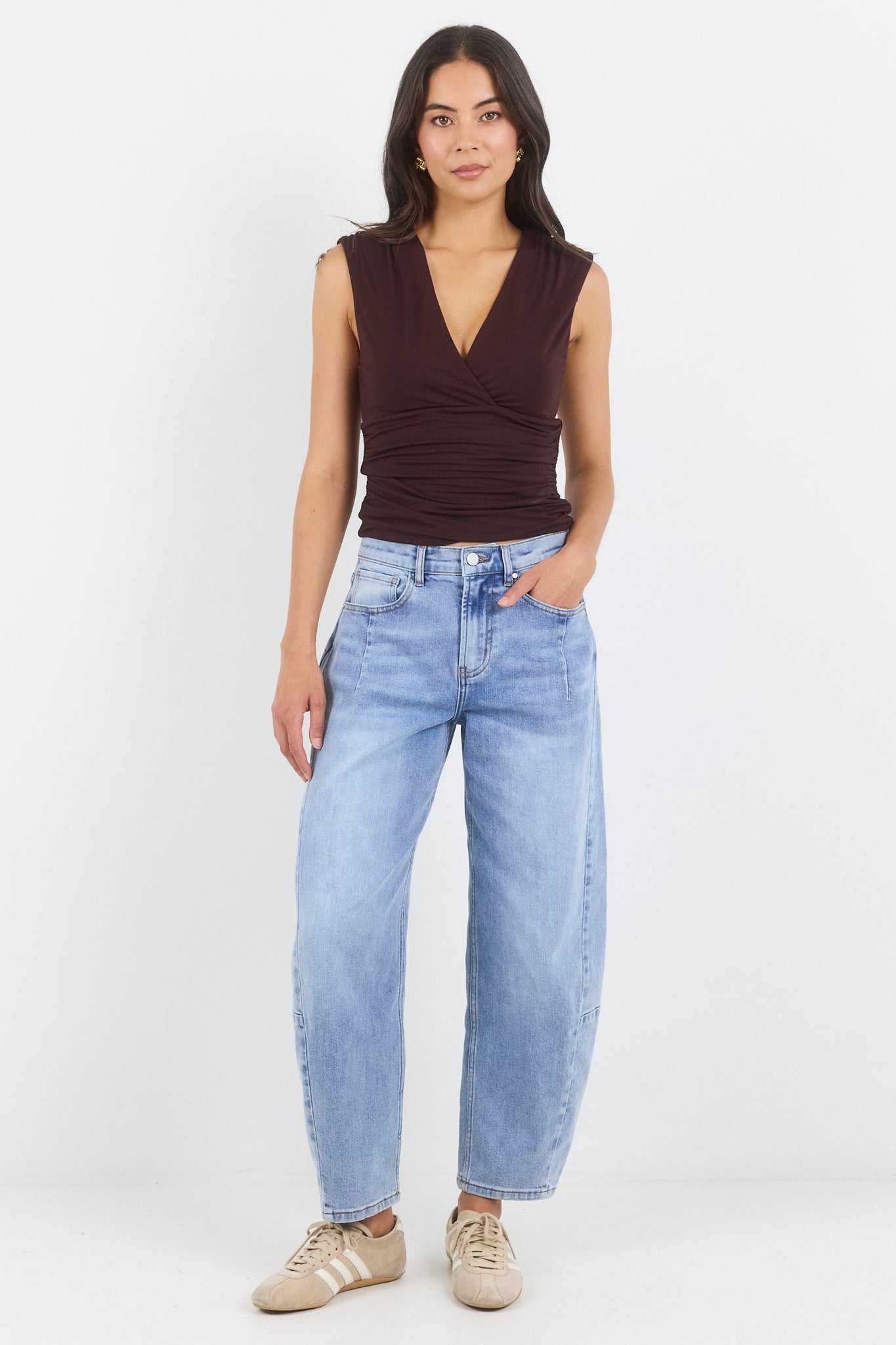 AMONG THE BRAVE GRADUATE LIGHT BLUE STRETCH BARREL JEANS