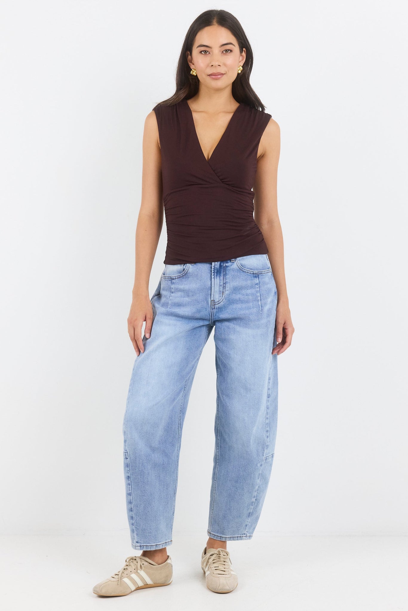 AMONG THE BRAVE GRADUATE LIGHT BLUE STRETCH BARREL JEANS