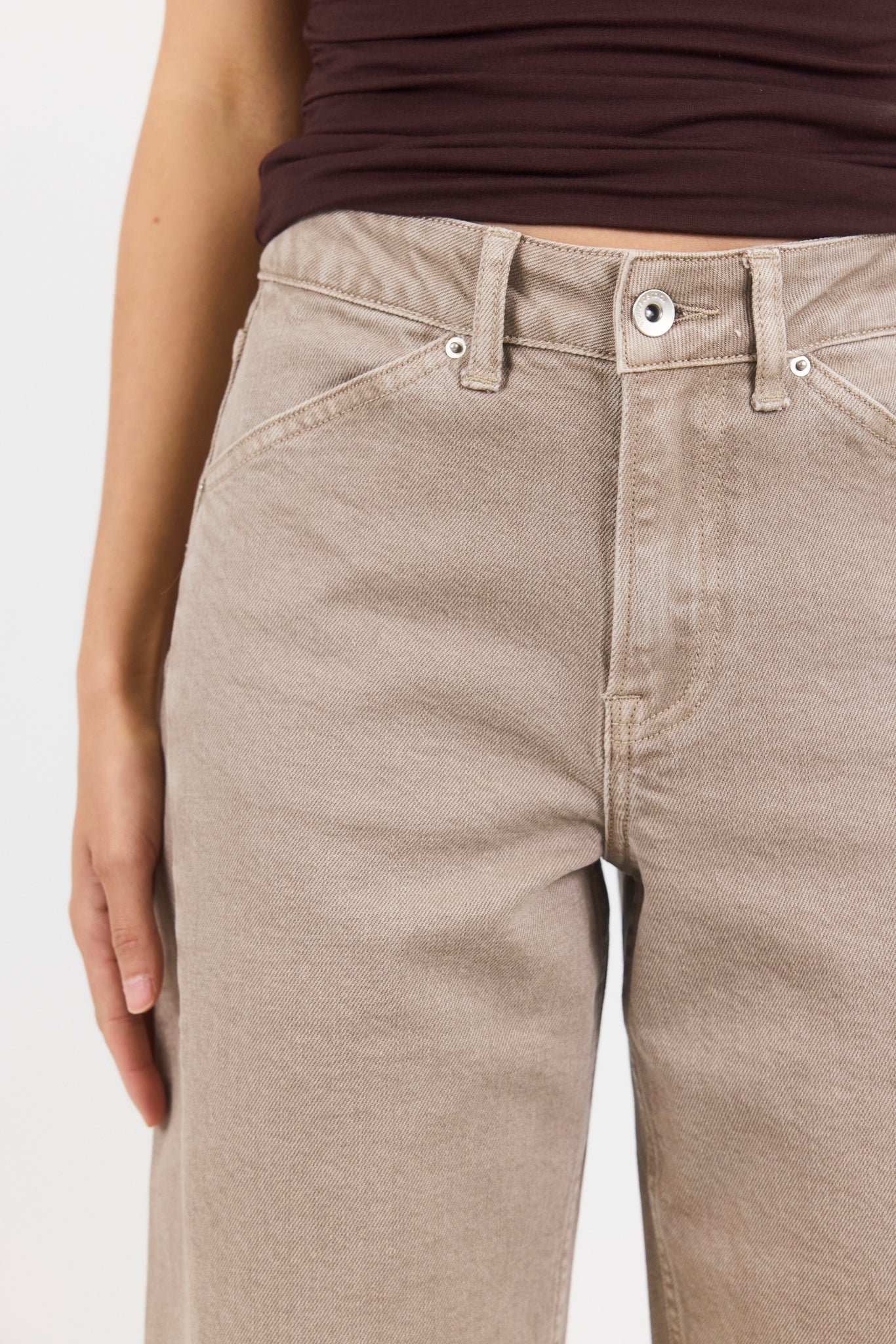 STORIES BE TOLD IDOLISE TAUPE STRETCH SOFT BARREL JEAN