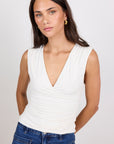 STORIES BE TOLD CONNECT IVORY JERSEY CROSS FRONT TOP
