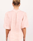 IVY + JACK CONTINUANCE RAMIE HIGH NECK BUTTONED SHORT SLEEVE TOP