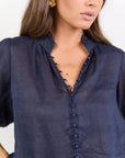 IVY + JACK CONTINUANCE RAMIE HIGH NECK BUTTONED SS TOP