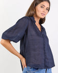 IVY + JACK CONTINUANCE RAMIE HIGH NECK BUTTONED SS TOP