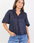 IVY + JACK CONTINUANCE RAMIE HIGH NECK BUTTONED SS TOP