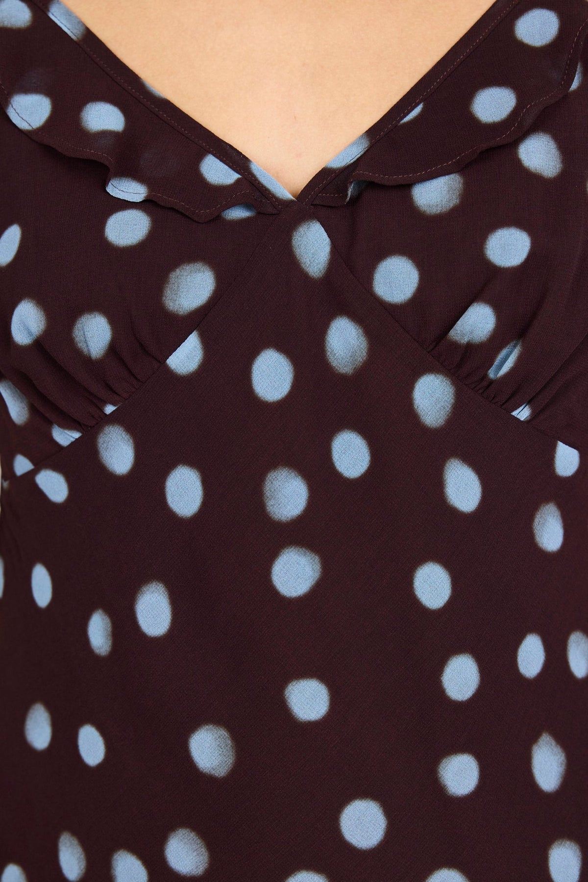 GEORGIA ZOE CRAVE POLKA DOT GEORGETTE RUFFLE NECK CAMI TOP