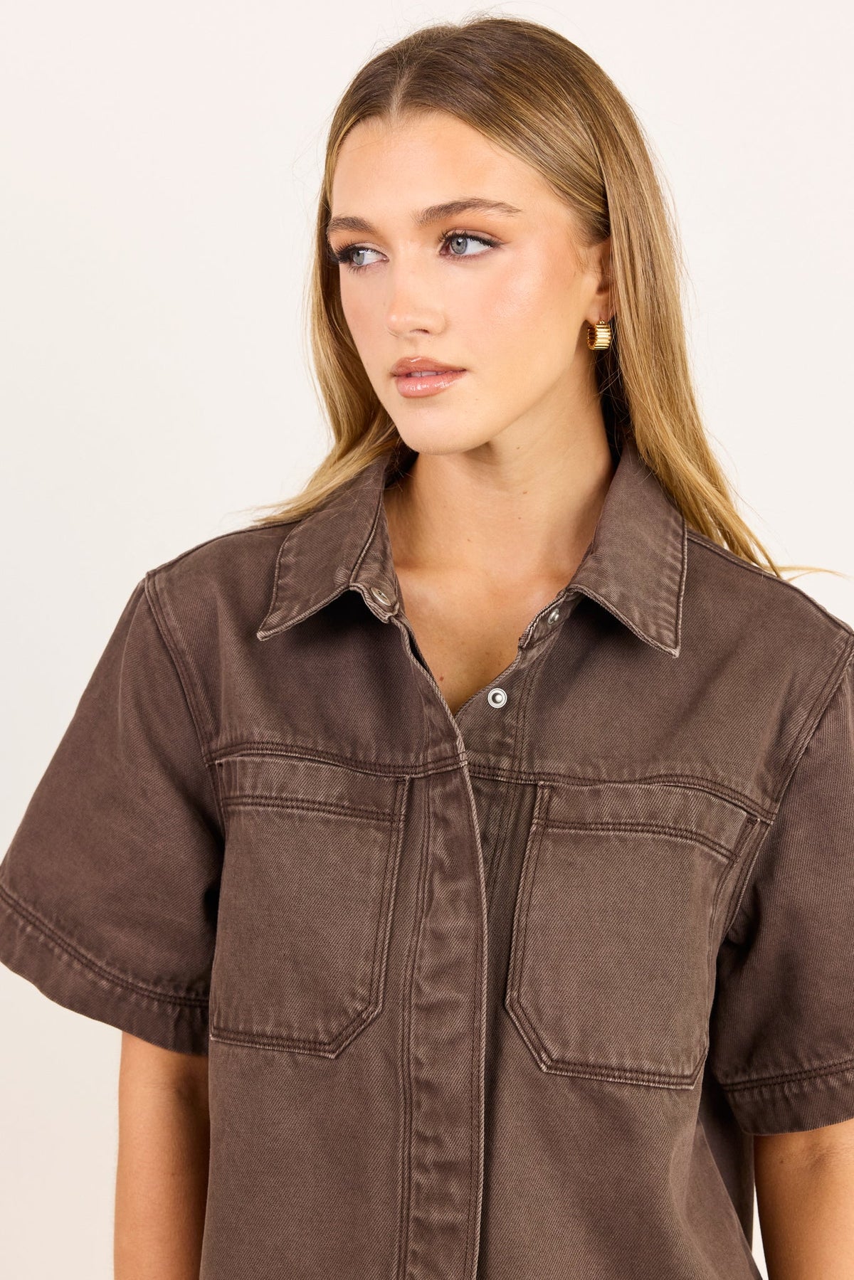 STORIES BE TOLD CRUCIAL DENIM SHORT SLEEVE SHACKET