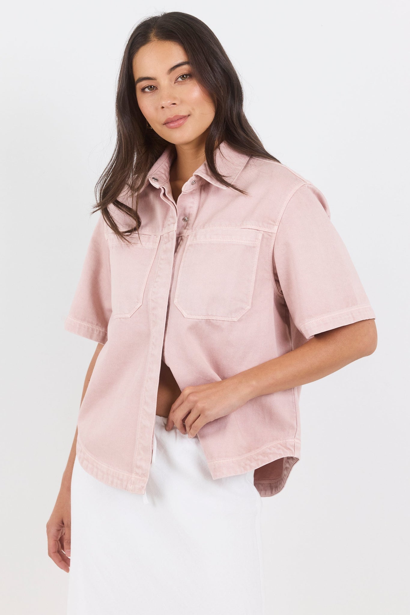 STORIES BE TOLD CRUCIAL DENIM SHORT SLEEVE SHACKET