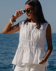 STORIES BE TOLD CONTEXT LINEN RELAXED SLEEVELESS TOP