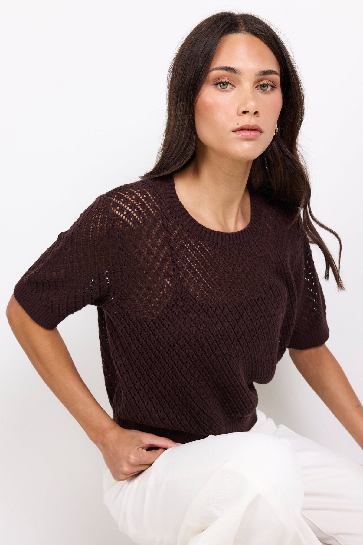 IVY + JACK DAPPLE BOXY KNIT LACE TEE
