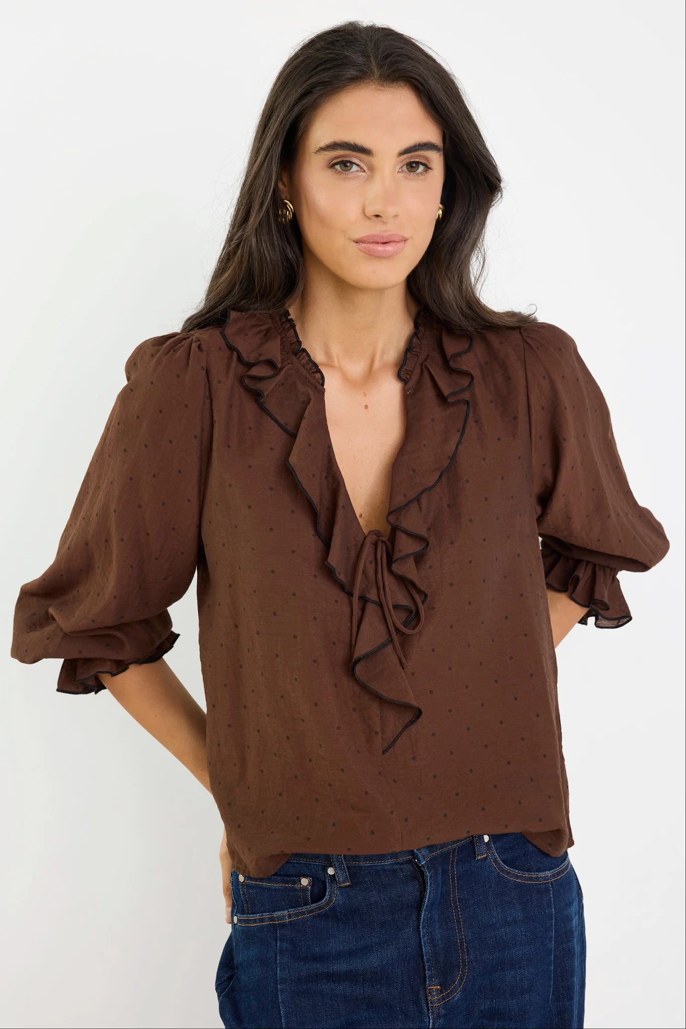 IVY+JACK DECORATE FRILL TOP
